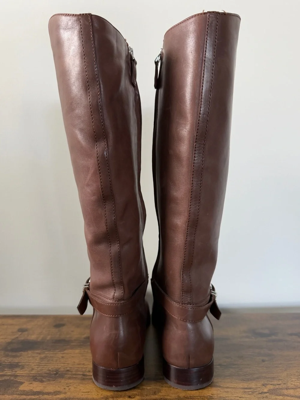 Lauren Ralph Lauren Brooke II Leather Riding Boots Dark Brown Sz 9